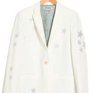 Zadig & Voltaire Vedy Star Blazer Creme Jeweled Embellished Jacket NWT